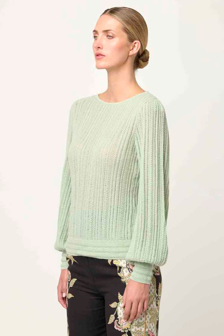 Solana Alpaca Wool Knit Top in Celadon