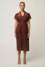 Solene Placement Lace Dress in Rosewood