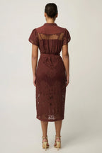 Solene Placement Lace Dress in Rosewood