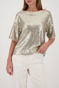 Allover Sequin T-Shirt in Almond