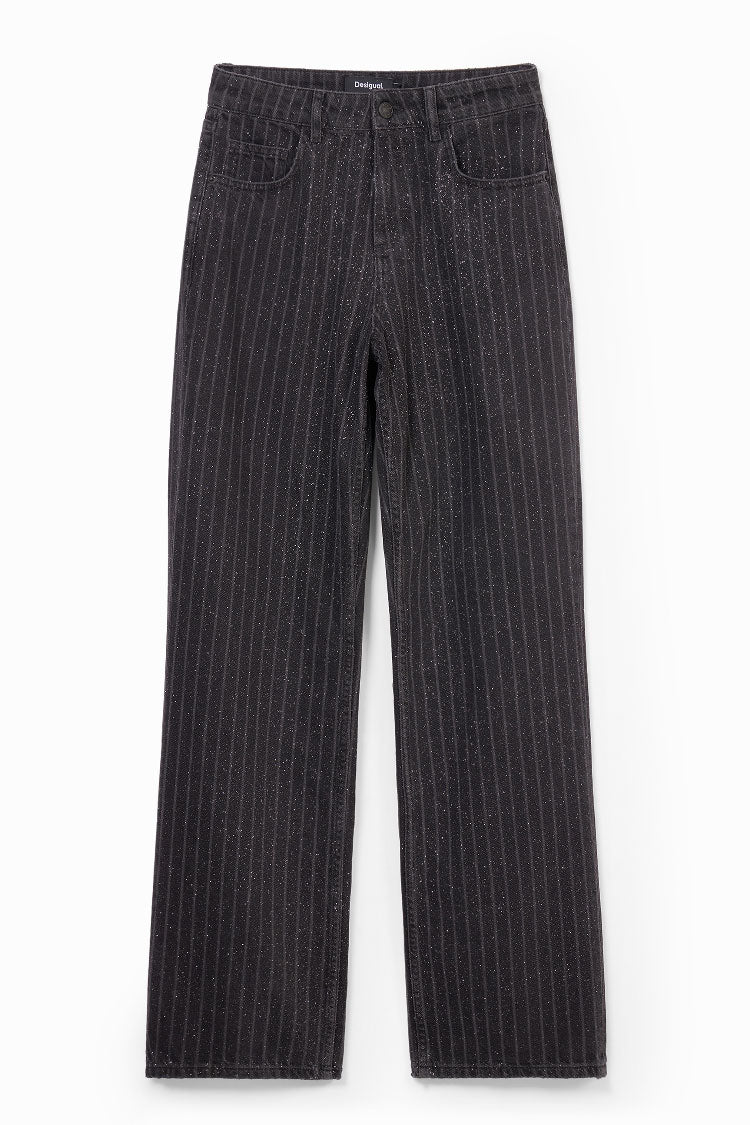 Straight Stripe Jeans with Topstitching | FINAL SALE