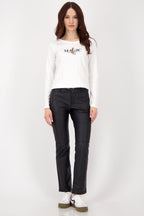 Straight Leather Pant in Black