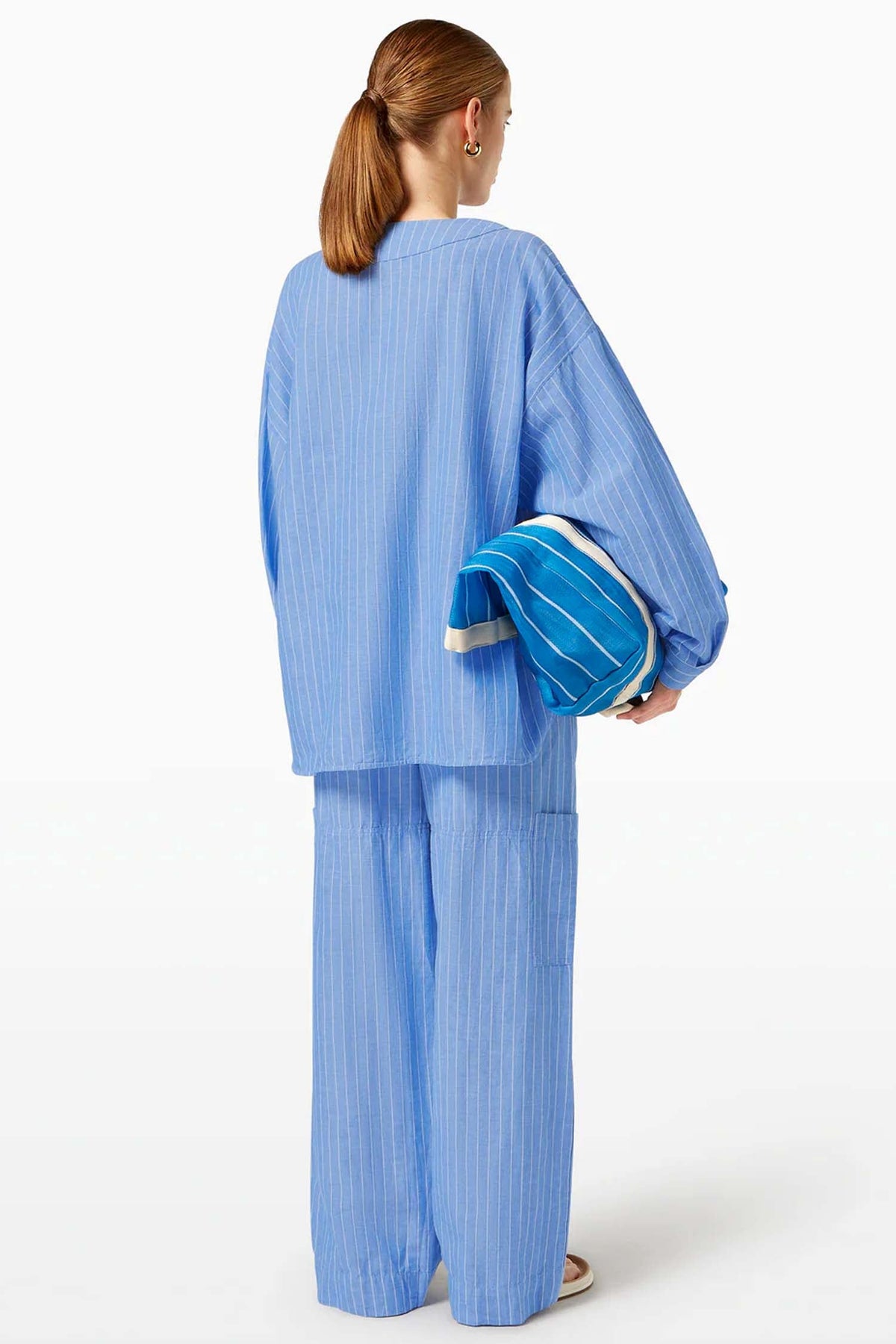 Striped Blouse in Blue White Pin Stripe | FINAL SALE