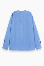 Striped Blouse in Blue White Pin Stripe | FINAL SALE