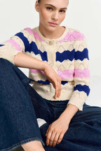 Striped Cardigan Ajour in Royal Blue