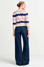 Striped Cardigan Ajour in Royal Blue