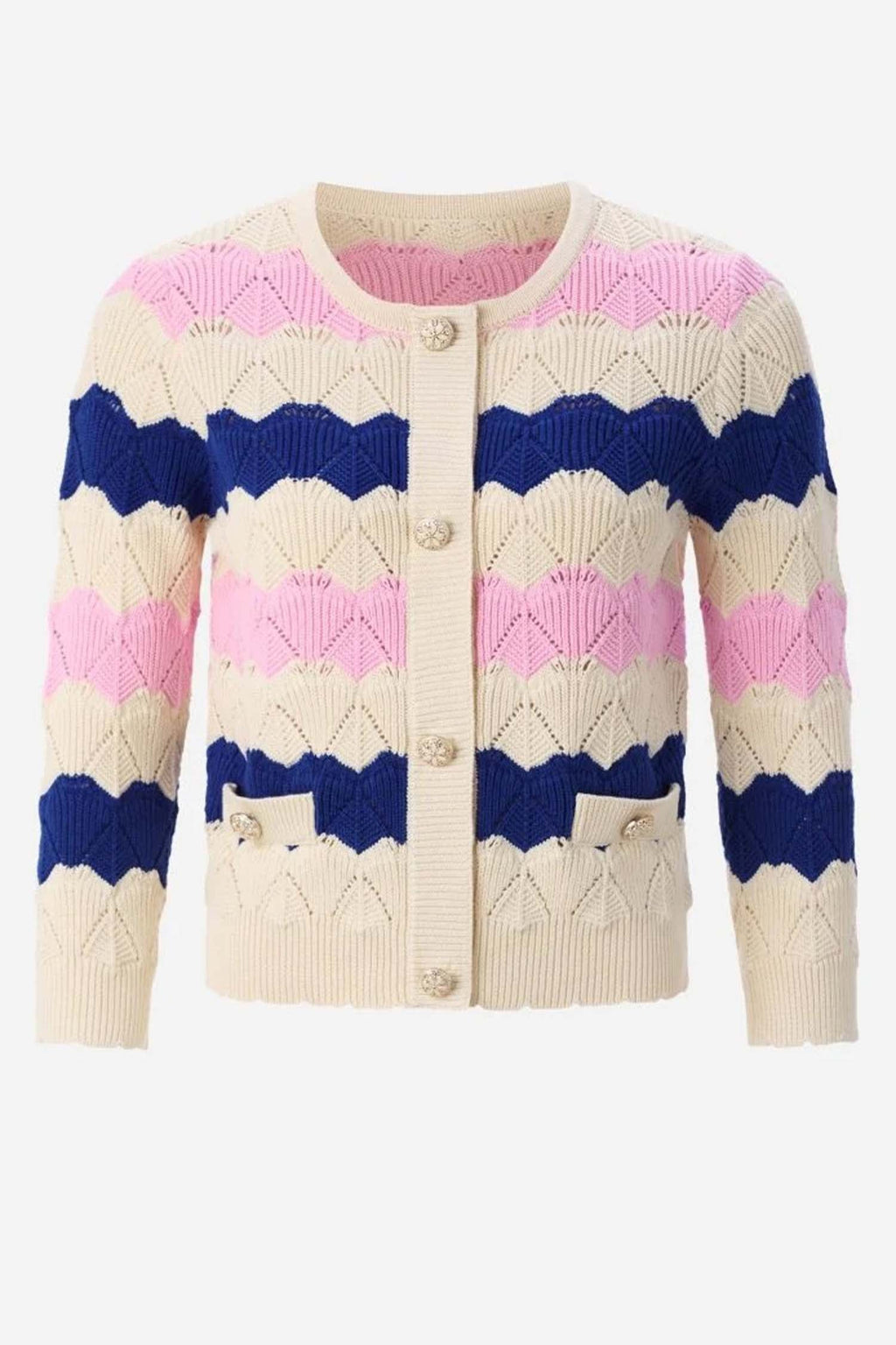 Striped Cardigan Ajour in Royal Blue