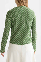 Structured Button L/S T-Shirt in Garden Green