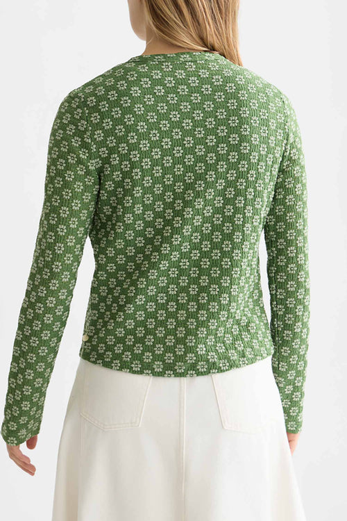 Structured Button L/S T-Shirt in Garden Green