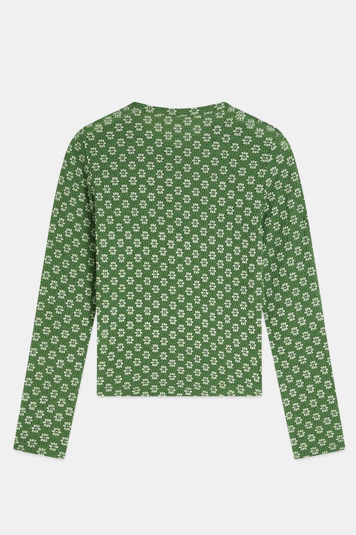 Structured Button L/S T-Shirt in Garden Green