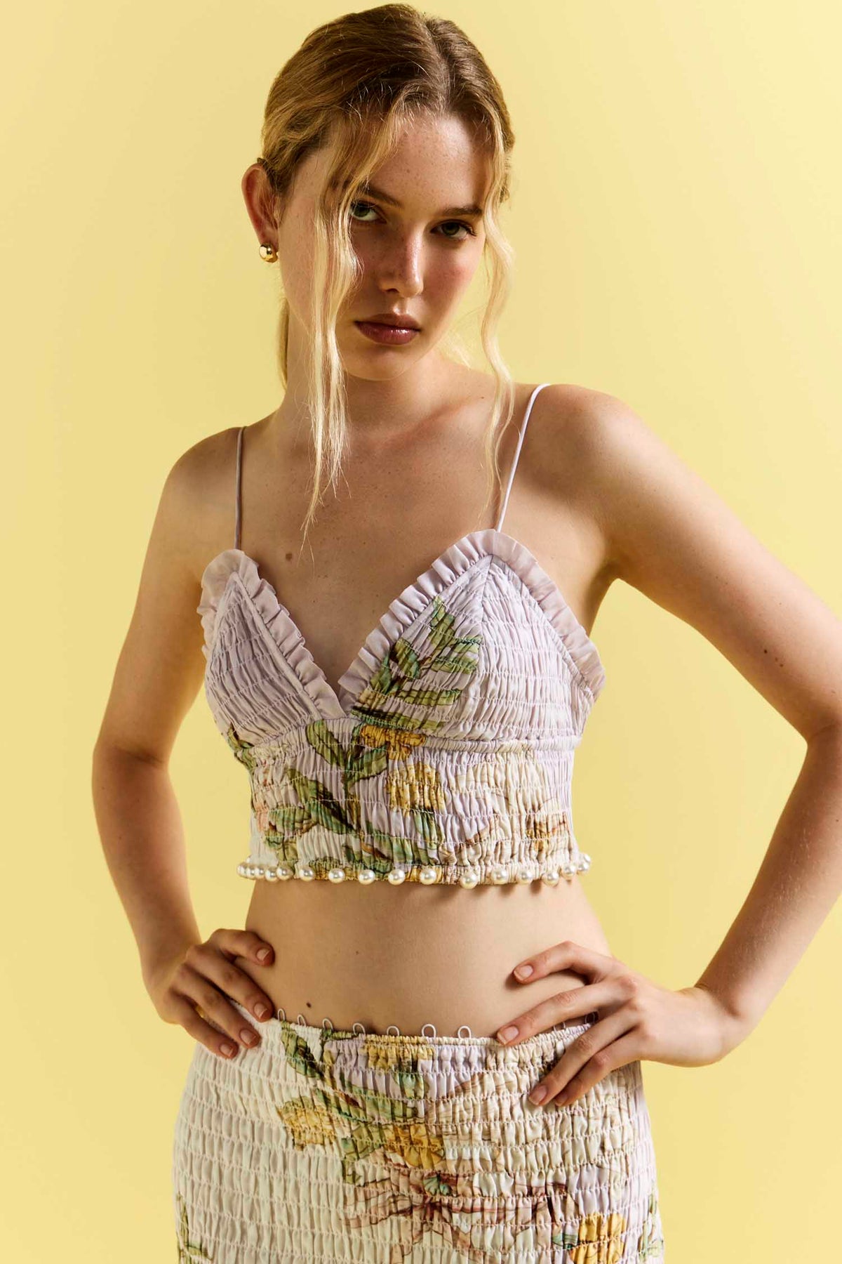 Sweet Thing Shirred Triangle Bodice Dress in Golden Haze | FINAL SALE