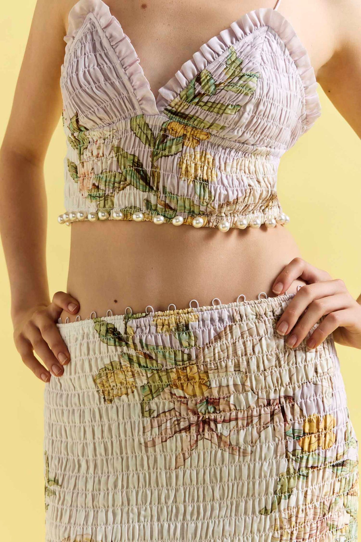 Sweet Thing Shirred Triangle Bodice Dress in Golden Haze | FINAL SALE