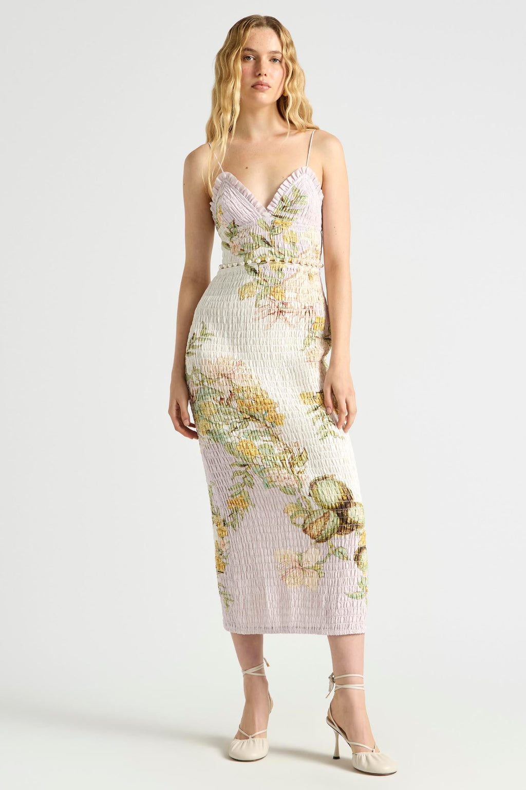 Sweet Thing Shirred Triangle Bodice Dress in Golden Haze | FINAL SALE