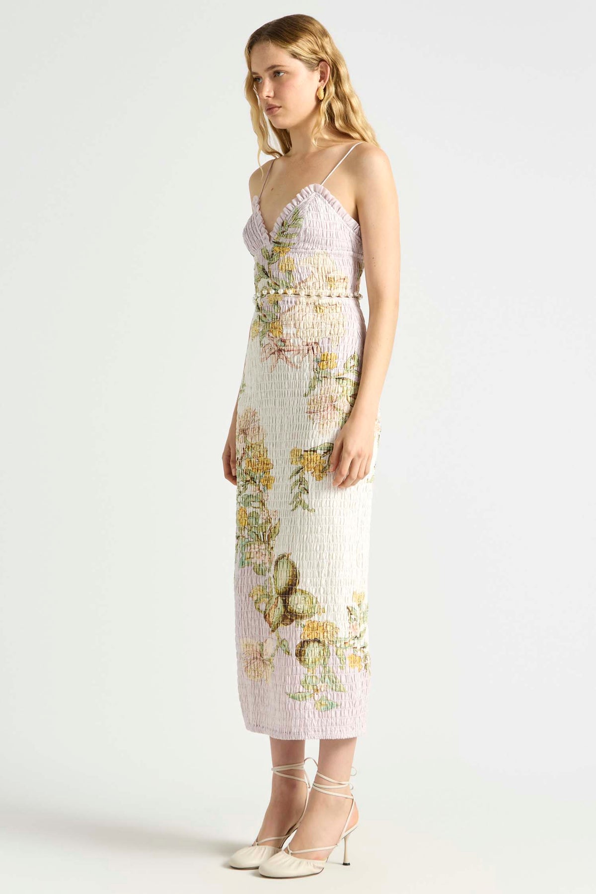 Sweet Thing Shirred Triangle Bodice Dress in Golden Haze | FINAL SALE