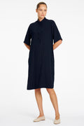 Tab Plaza Dress in Navy/Chalk