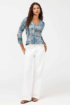 Janie Fav 3/4 Sleeve V-Neck Swing Tee in Athene