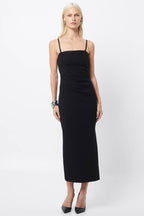 Revere Draped Midi Dress in Black | FINAL SALE