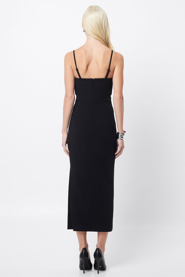 Revere Draped Midi Dress in Black | FINAL SALE