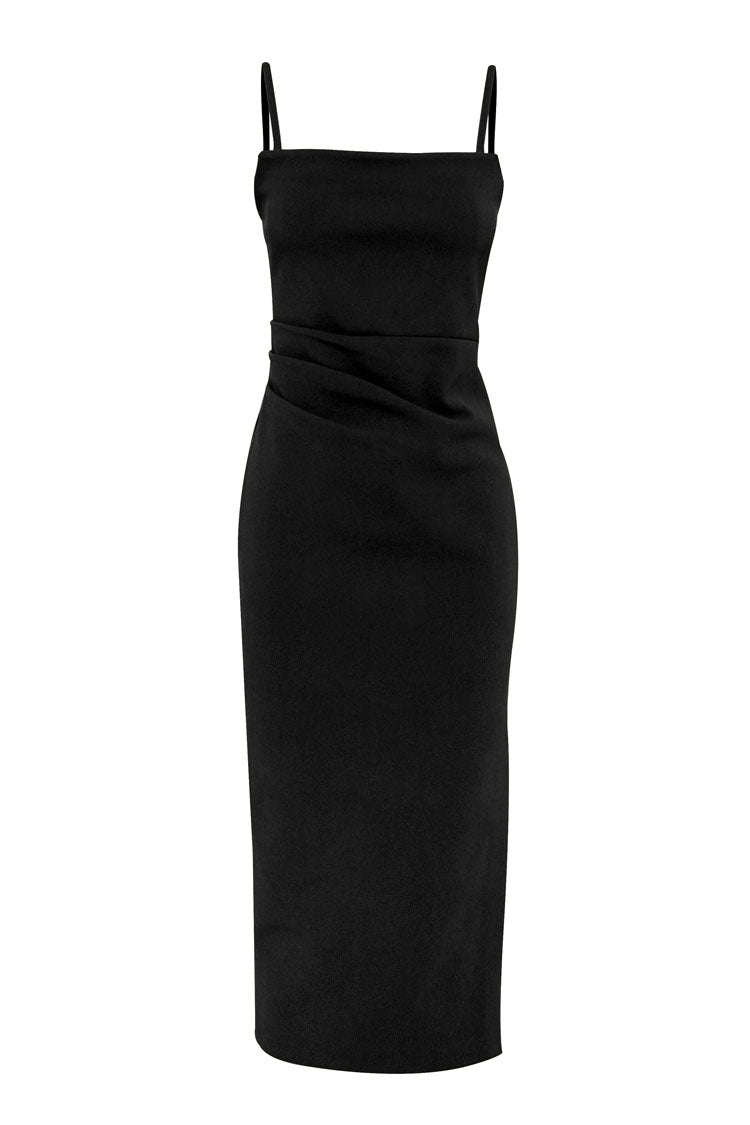Revere Draped Midi Dress in Black | FINAL SALE