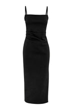 Revere Draped Midi Dress in Black | FINAL SALE