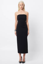 Revere Draped Midi Dress in Black | FINAL SALE