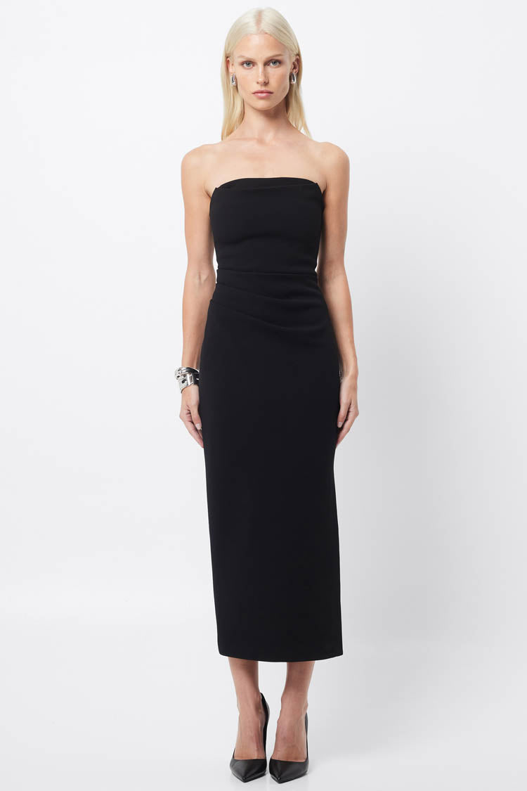 Revere Draped Midi Dress in Black | FINAL SALE