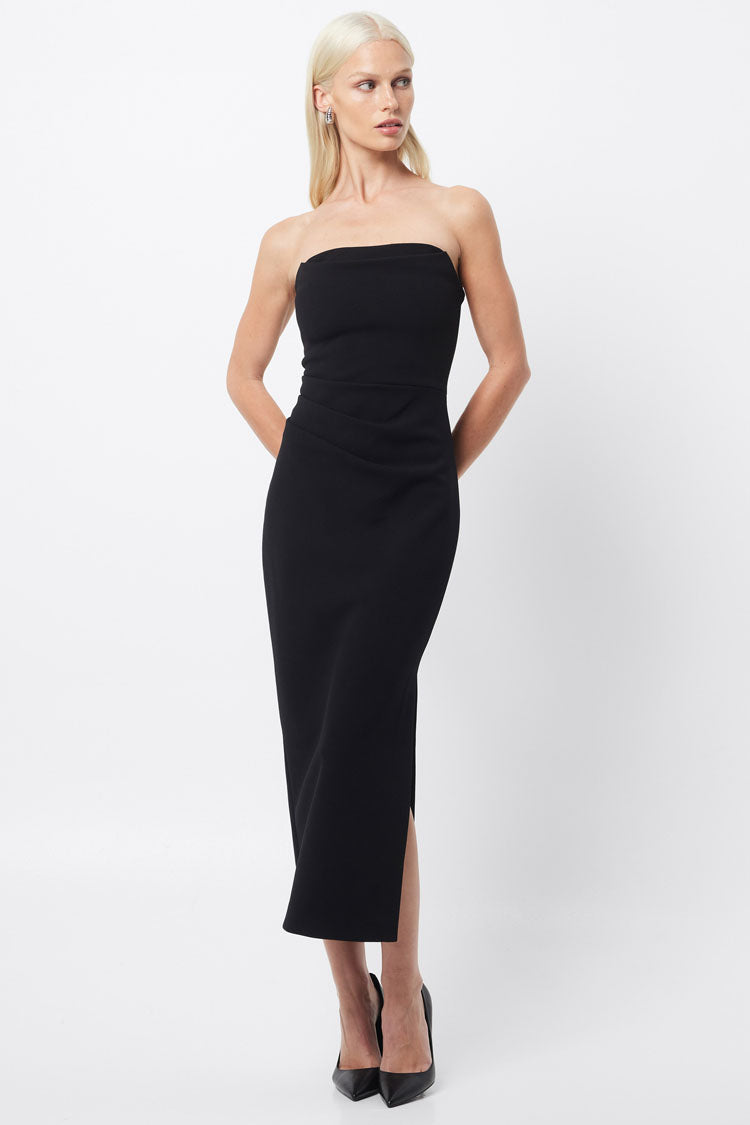 Revere Draped Midi Dress in Black | FINAL SALE