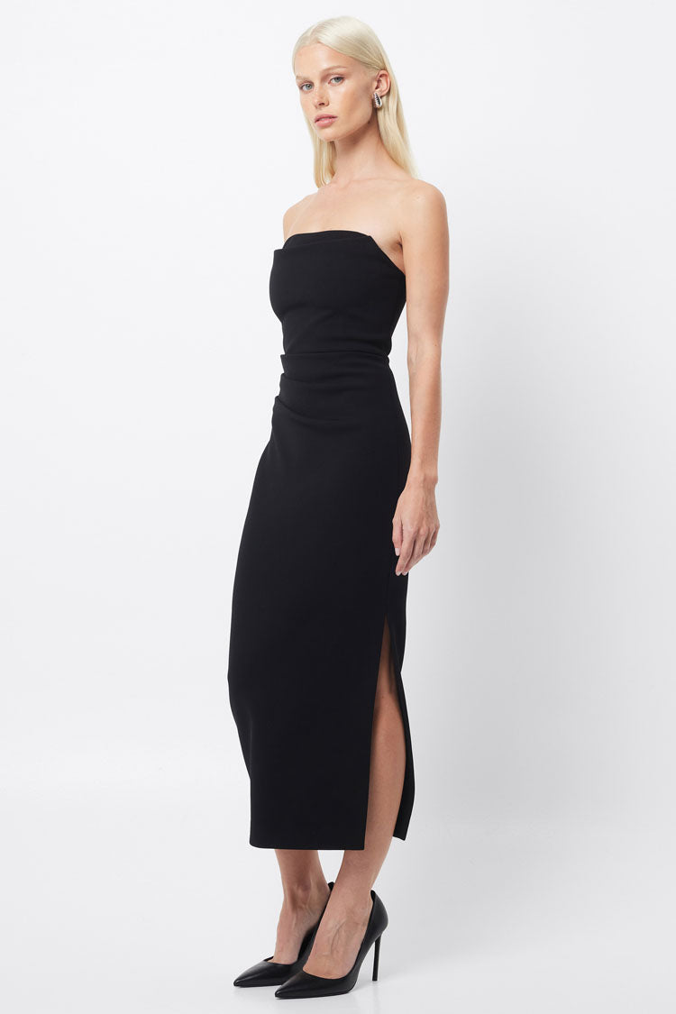 Revere Draped Midi Dress in Black | FINAL SALE