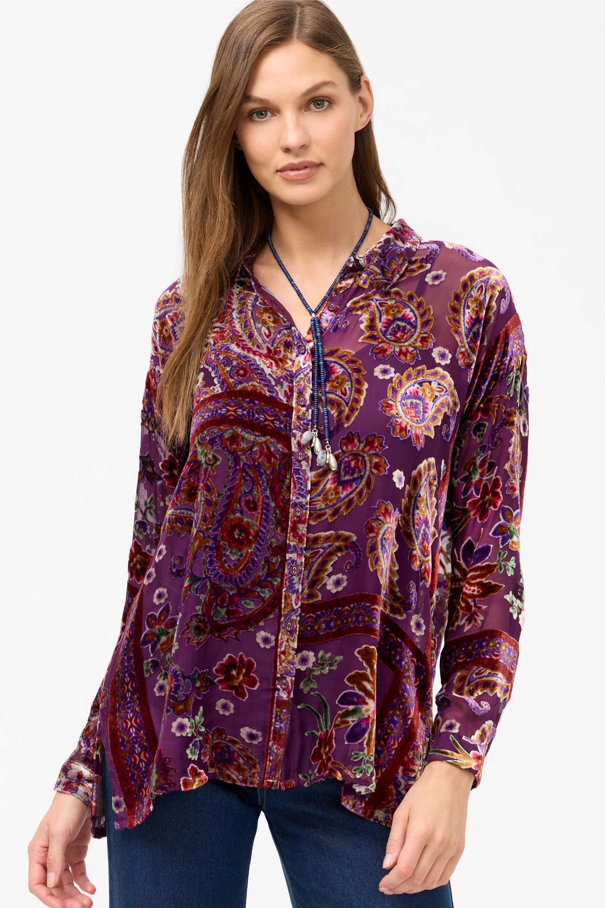 Slim Audrey Collared Shirt in Domitila Burnout
