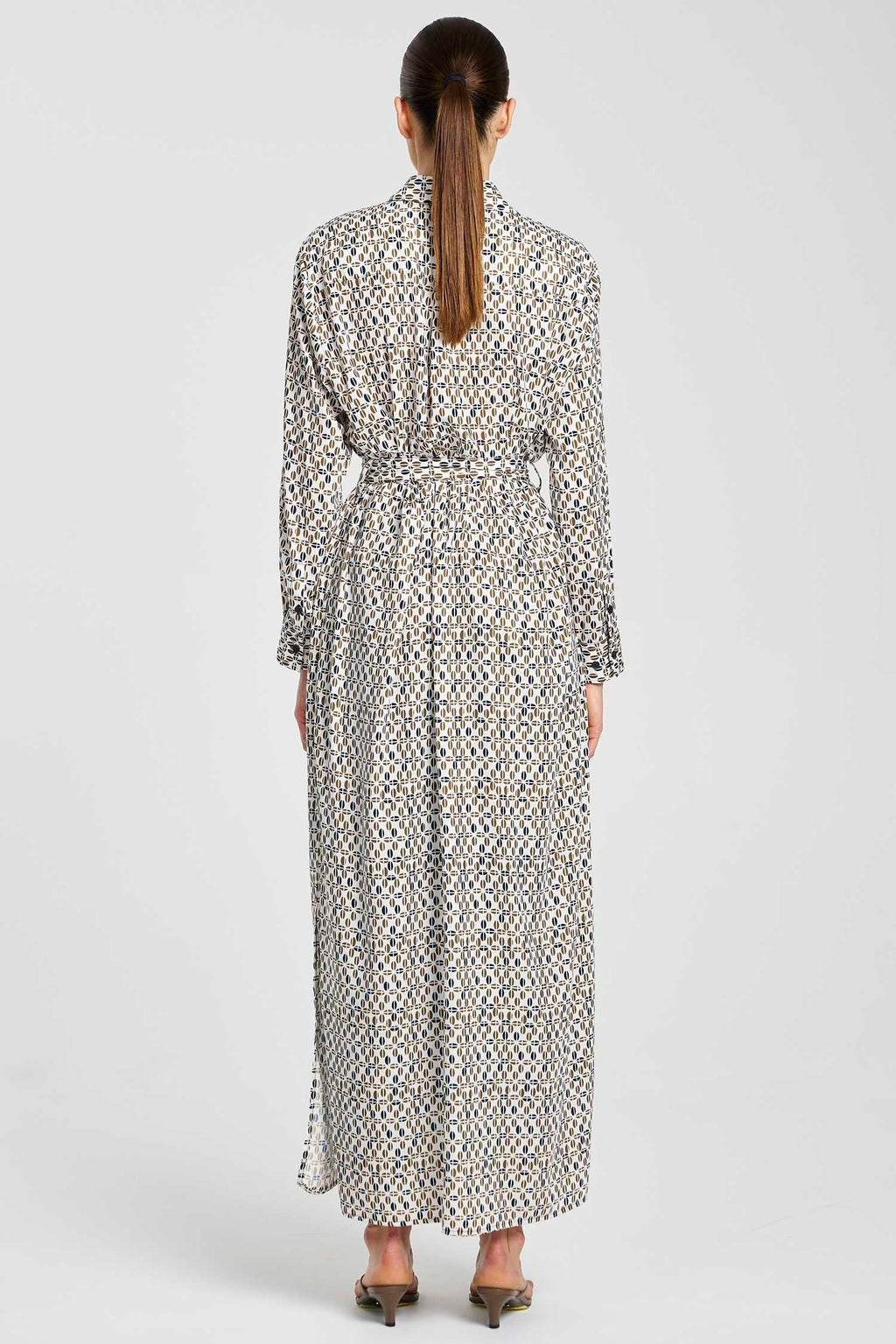 Tie Shirt Dress in Pendant Print