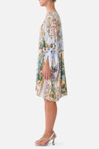Tie Sleeve Short V Neck Kaftan in Sisi Society