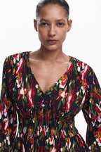 V-Neck Floral Blouse with Shirred Waist | FINAL SALE