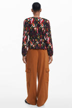 V-Neck Floral Blouse with Shirred Waist | FINAL SALE