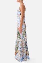 V Neck Full Length Bias Slip Dress in Sisi Society