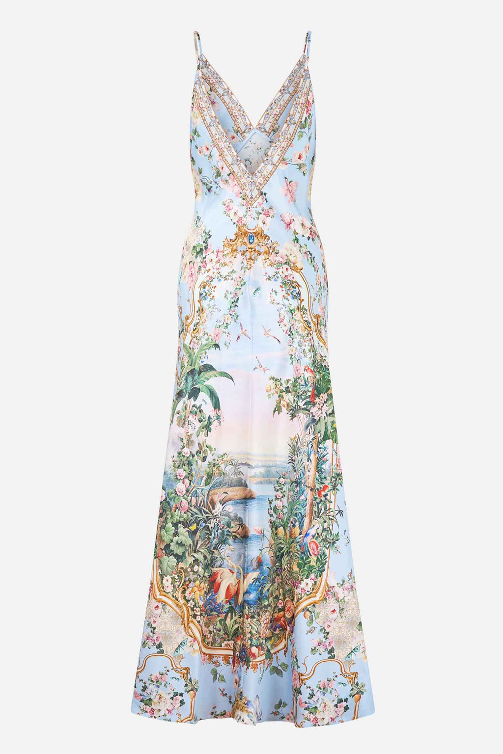 V Neck Full Length Bias Slip Dress in Sisi Society