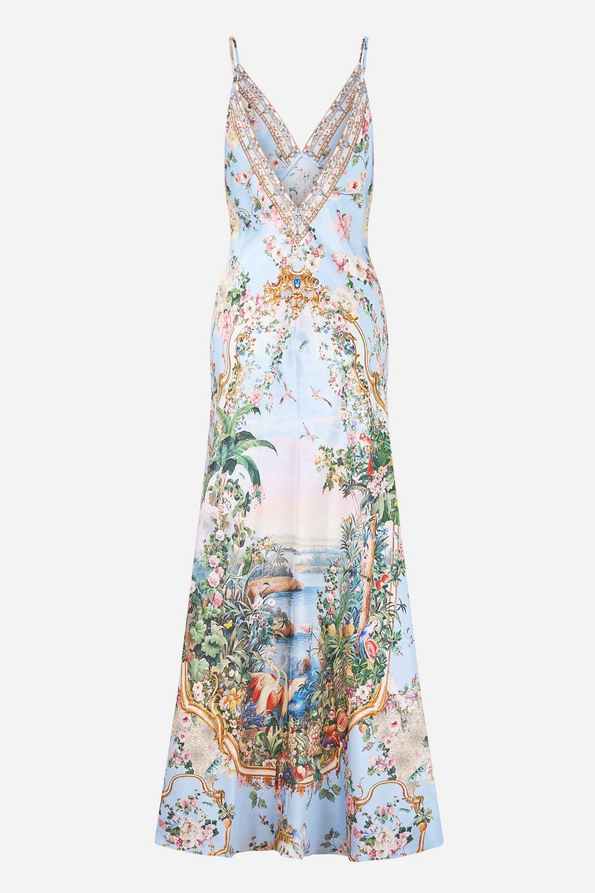 V Neck Full Length Bias Slip Dress in Sisi Society