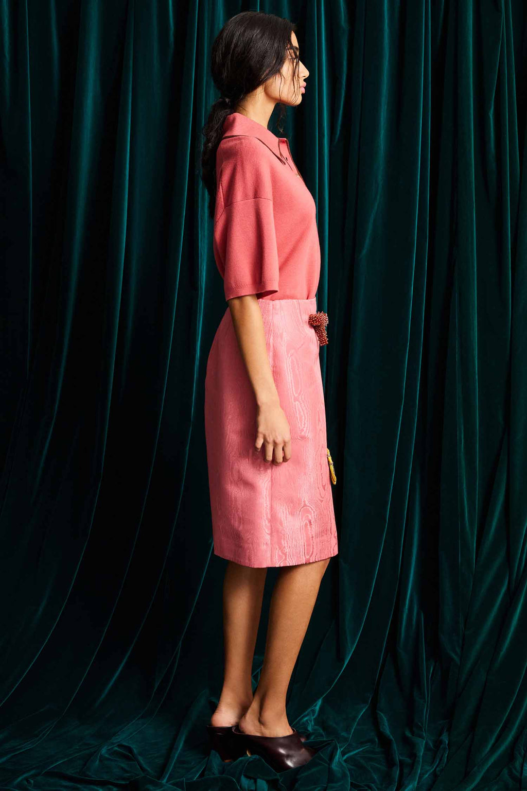Valentina Knit Polo in Blush