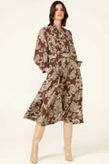 Vanessa Shirtmaker Dress in Cocoa Cream Paisley | FINAL SALE