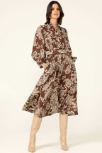 Vanessa Shirtmaker Dress in Cocoa Cream Paisley | FINAL SALE
