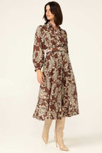 Vanessa Shirtmaker Dress in Cocoa Cream Paisley | FINAL SALE