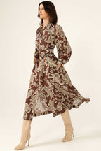 Vanessa Shirtmaker Dress in Cocoa Cream Paisley | FINAL SALE