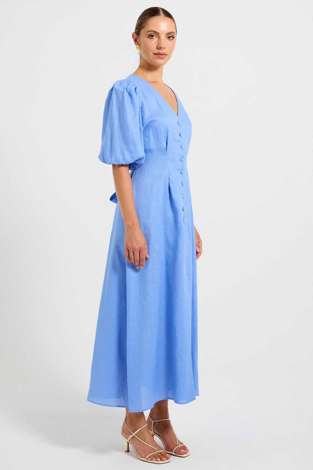 Vera Button Midi Dress in Ocean | FINAL SALE