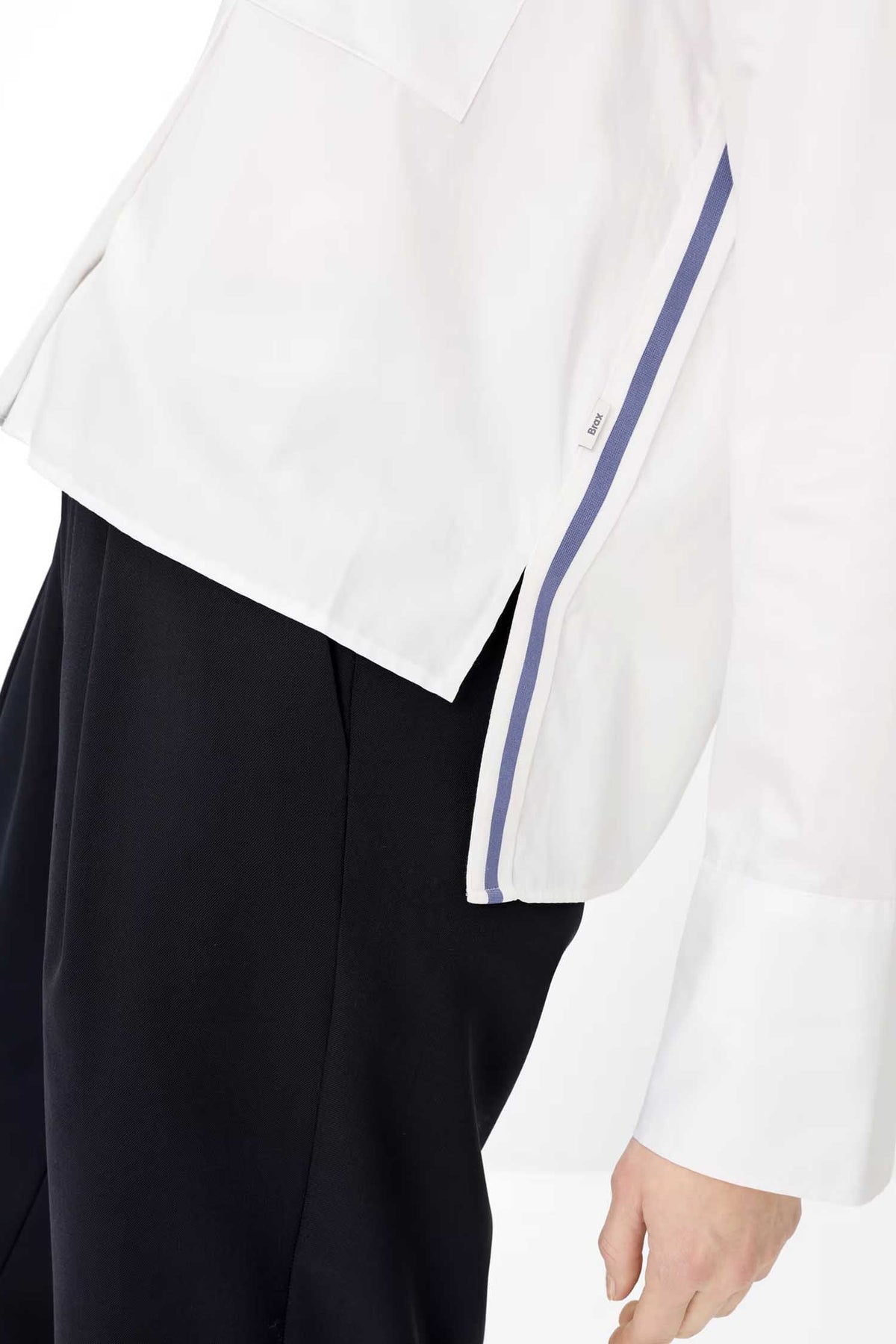 Vica Shirt w Contrast Stripe in White