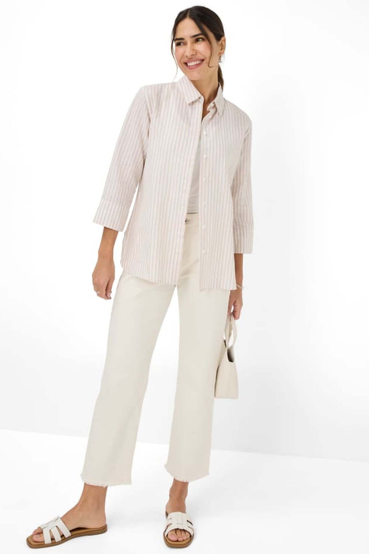 Vicki Button Up LS Collar Shirt Almond