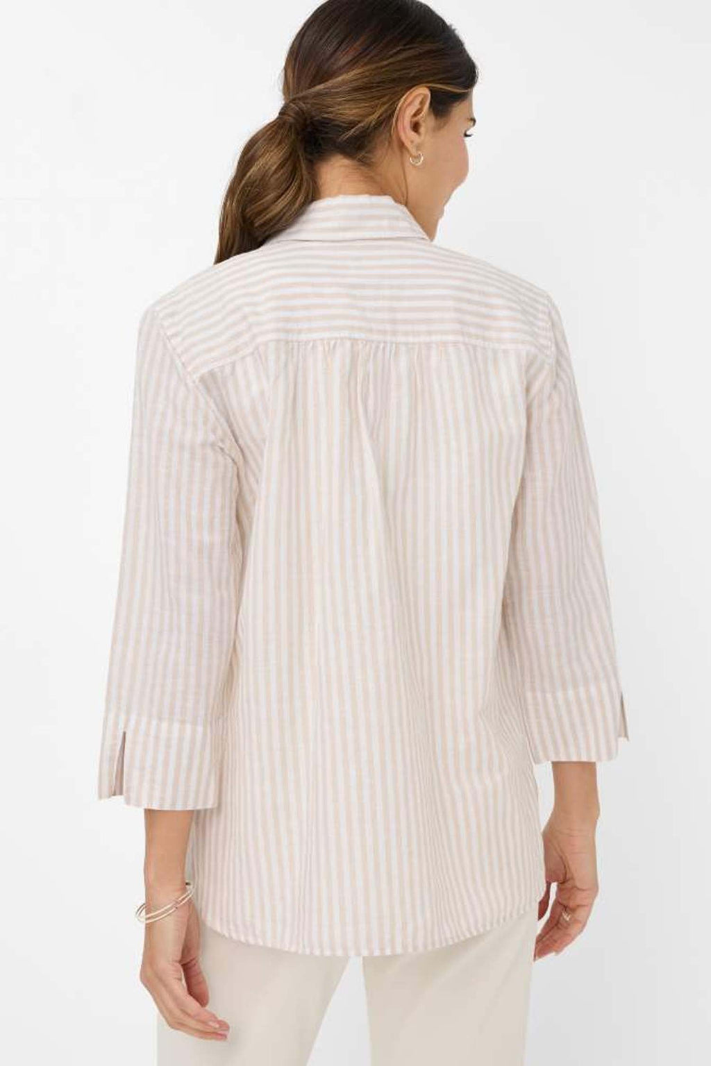 Vicki Button Up LS Collar Shirt Almond