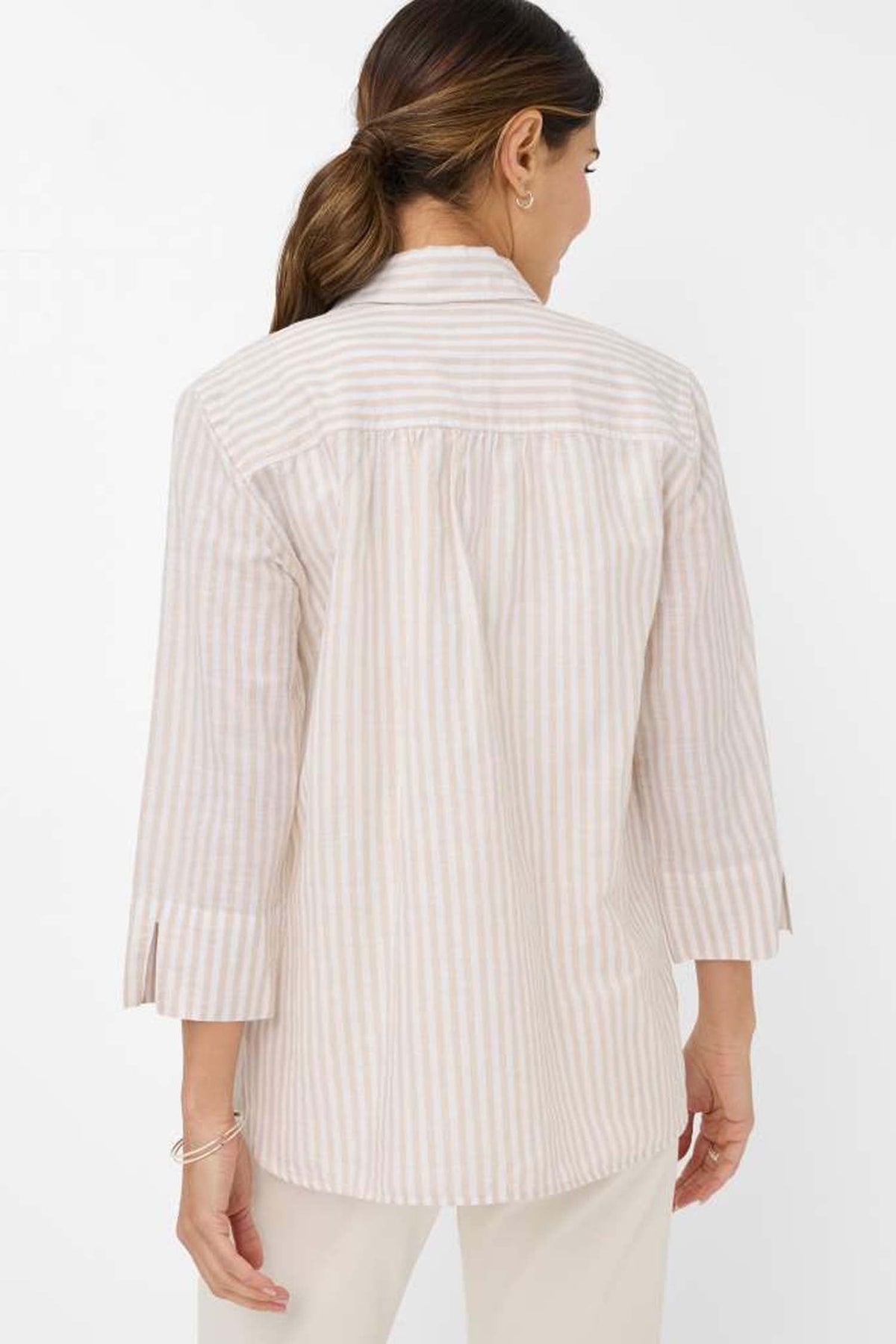 Vicki Button Up LS Collar Shirt Almond
