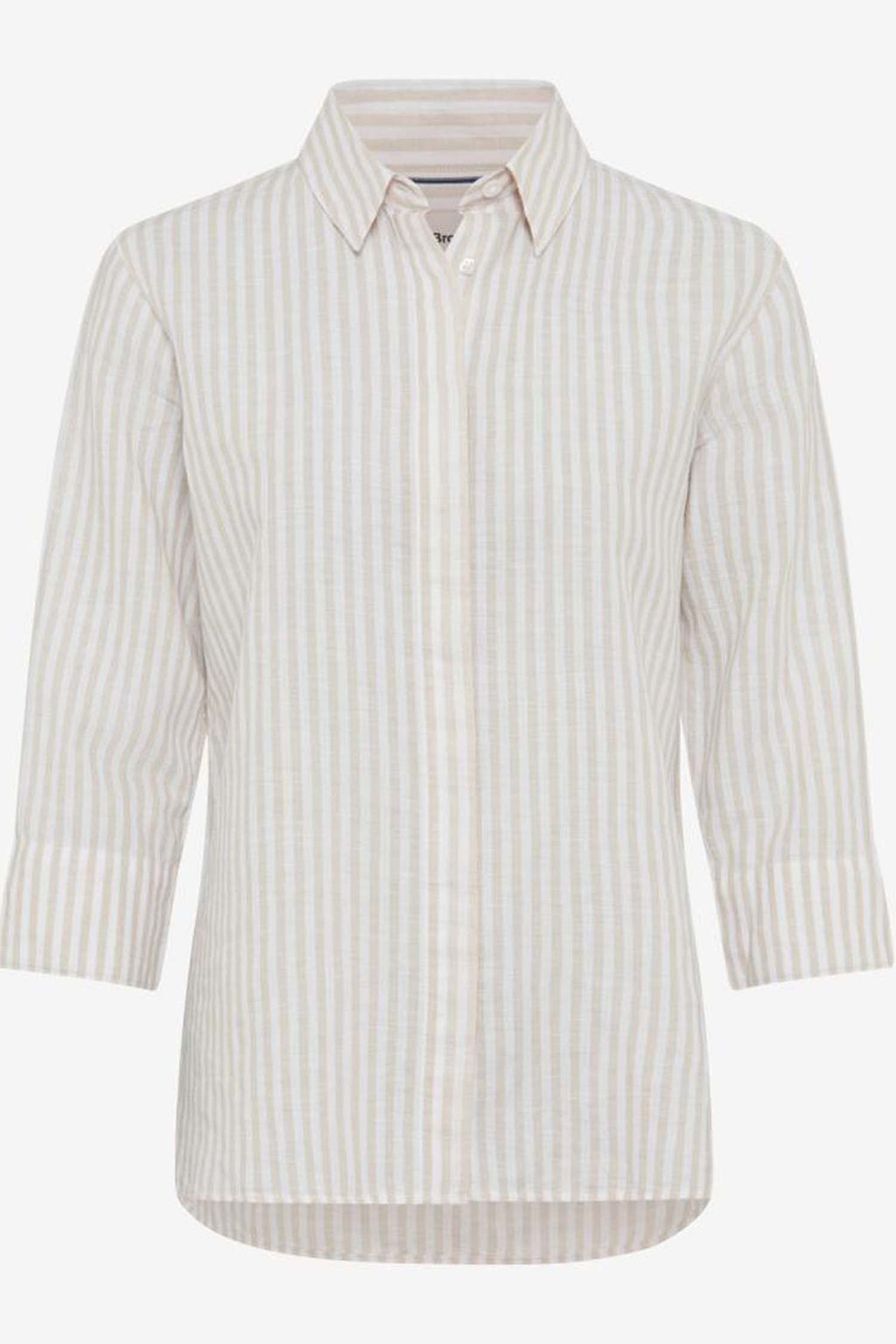 Vicki Button Up LS Collar Shirt Almond