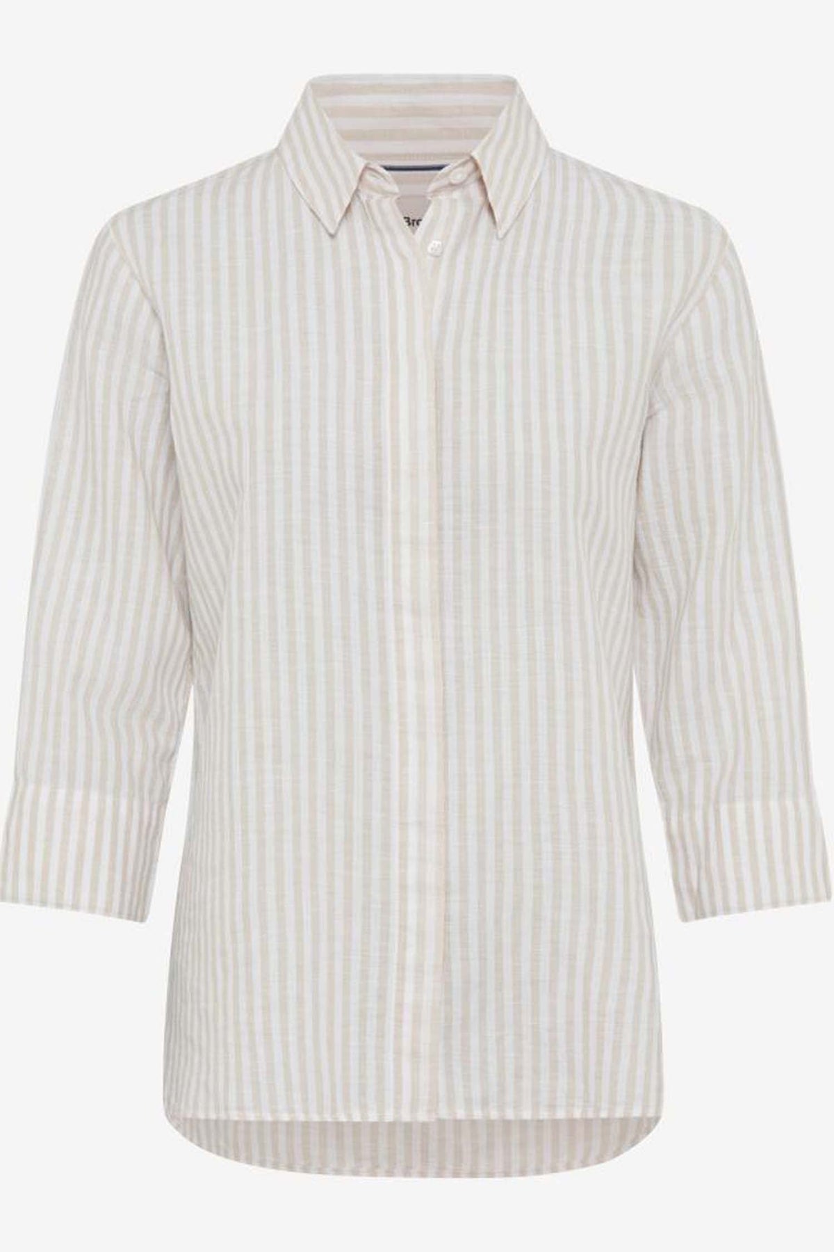 Vicki Button Up LS Collar Shirt Almond