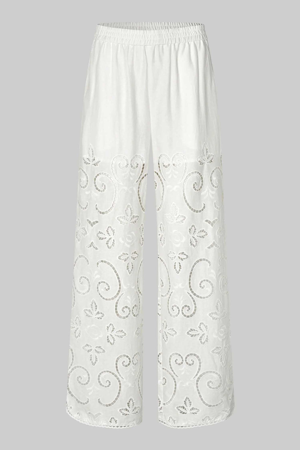 Vilma Lace Wide Leg Pant in White | FINAL SALE