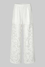 Vilma Lace Wide Leg Pant in White | FINAL SALE
